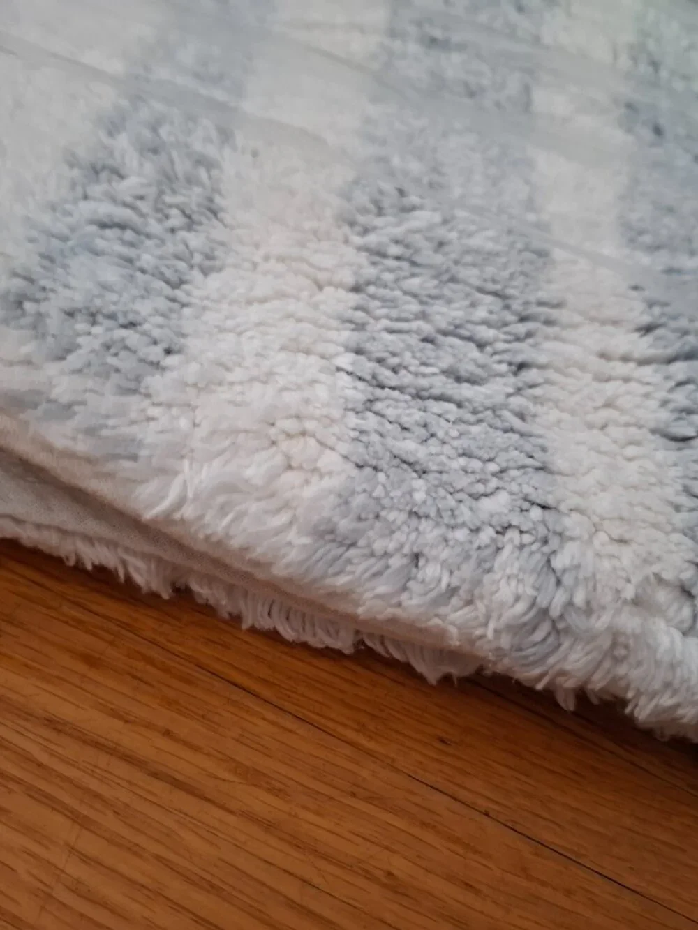 Two 20 x 32 Threshold Gray/Blue & White Stripe Bath Bathroom Rugs NWT